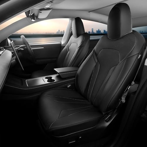 Image of Custom for Tesla Model Y Seat Covers Full Set (B-Black, 2022-2024)