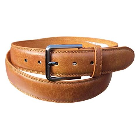 Men's Leather Belt, 1.25" Wide, Trouser Belts for Men (L, Tan) Cover