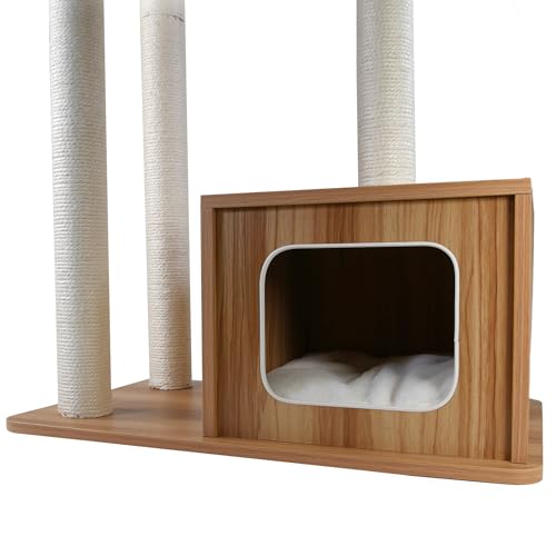 Torre moderna para gatos con poste para rascar interior miniatura 6