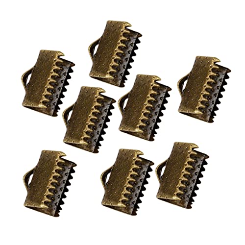 TEHAUX Metal Fastener Clasps Textured Crimp End Clamps Cord Ends Buckles Zipper Clips 1.3cm Plated for DIY Jewelry