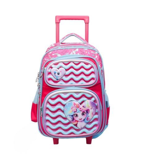 Image of ADSON 3D Embossed School Trolley Bag Large School Bag for Boy Girl, Kids School Bag, Travel Backpack for Girl Boy, Ideal for Children Trolley 16 Inch Water Resistant