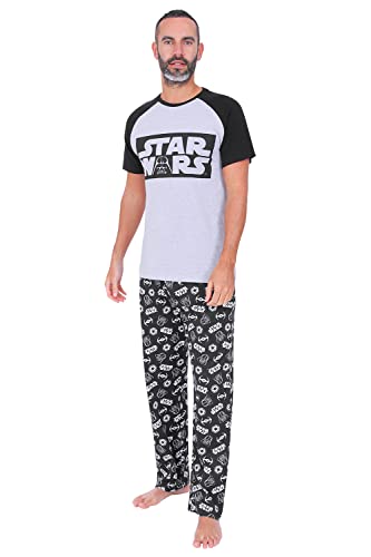 Star Wars Conjunto de pijama largo para hombre, color gris y negro, gris, XL