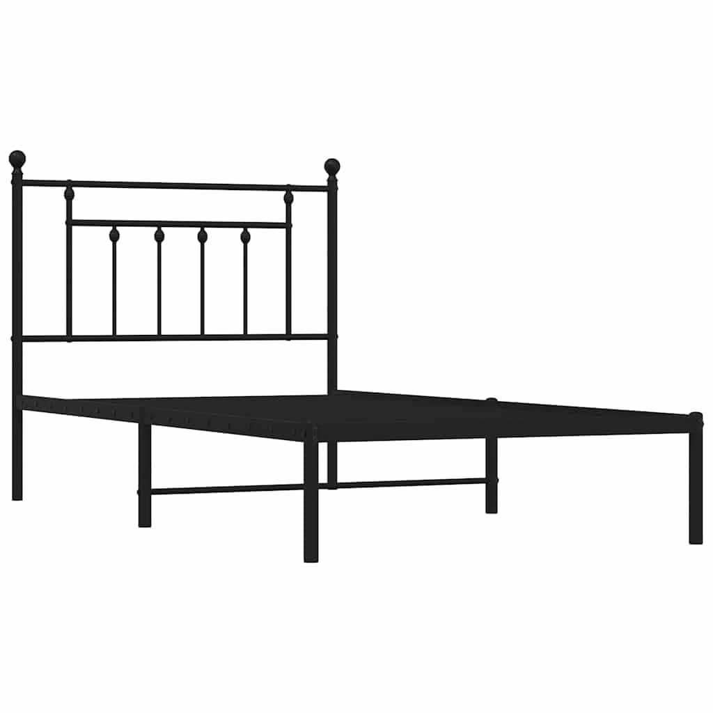 Bedframe met hoofdbord metaal wit 100x190 cm | -nl