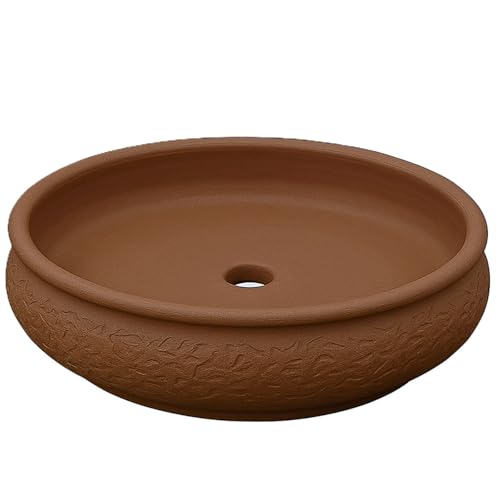 K&K Keramik Flache Pflanzschale Watzmann XL 50x18 cm – Bonsaischale Blumentopf Pflanzkübel aus Steinzeug Keramik, frostfest, wetterfest, für Garten, Terrasse & Balkon, braun