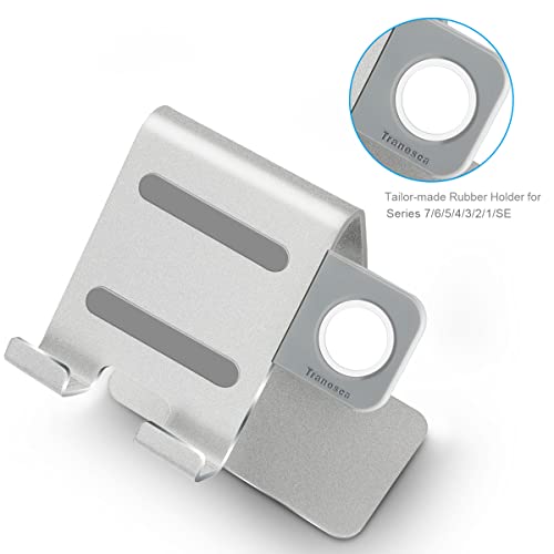Tranesca 2 In 1 Charging Stand For Apple Watch Series 8/7/6/5/4/3/2/1/Se (38Mm/40Mm/41Mm/42Mm/44Mm/45Mm) And Cell Phone/Tablet (Silver-Must Have Watch Accessories) #TOP5