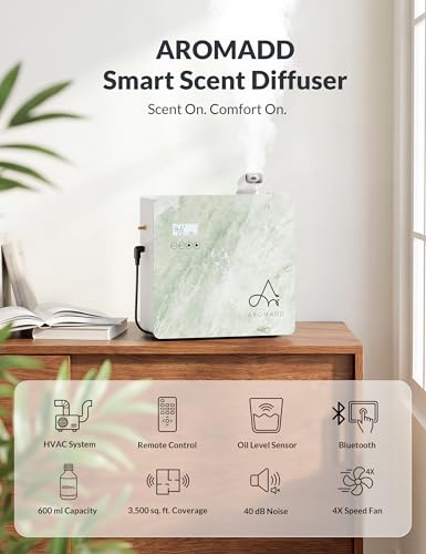 Image of 2026 Upgraded 3500 Sq.Ft HVAC Scent Diffuser for Home | Smart Whole House Waterless Diffuser with App & Remote Control, Hotel Collection Diffuser, Cold Air Tech, 600mL, Marble Green