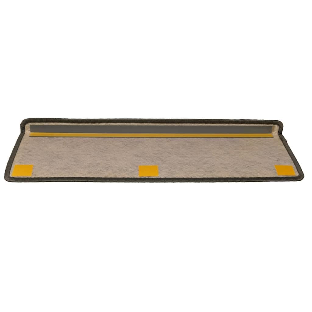 15 Selbstklebende Stufenmatten Set 65x21x4 cm Sisal-Optik Grau & Beige rutschhemmend waschbar als Teppich für Treppenstufen im Flur Wohnzimmer und Schlafzimmer