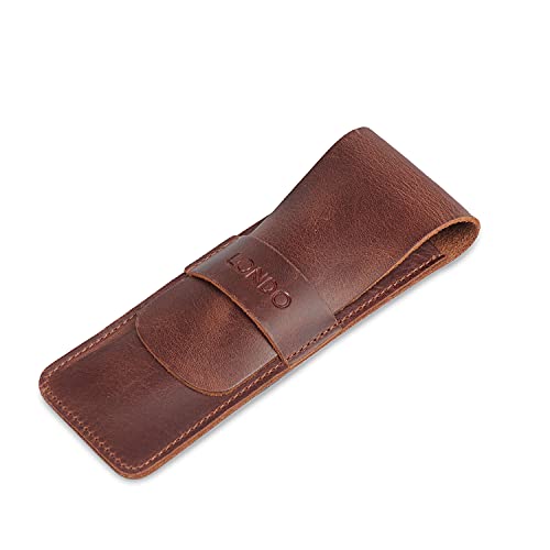Image of Londo Genuine Leather Pen and Pencil Case with Tuck in Flap, Stationery Bag