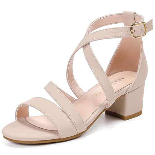 Girls Sandals Chunky High Heel Strappy Open Toe Ankle Strap Dress Shoes for Little Big Kids in Wedding Party