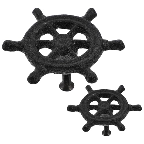 WOONEKY 2 Piezas Tiradores Vintage de Hierro Fundido para Muebles de Manijas para Armarios Estilo Marinero Fáciles de Instalar con Superficie Lisa y Tacto Cómodo