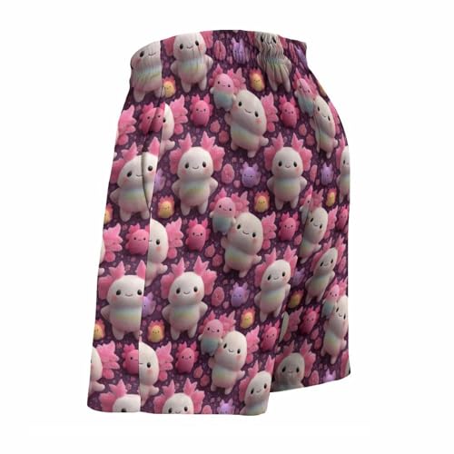 Hawaiian Shorts for Men - Cartoon Cute Axolotl Print Quick Dry Mens Swim Trunks Bathing Suits with Mesh Lining4