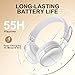 FIO MOTUS Active Noise Cancellation Wireless Bluetooth On-Ear Headphones:with - Hi Res Sound Up to 55H Battery Life, Lightweight, Comfortable, Foldable Design, for Home Office Travel White