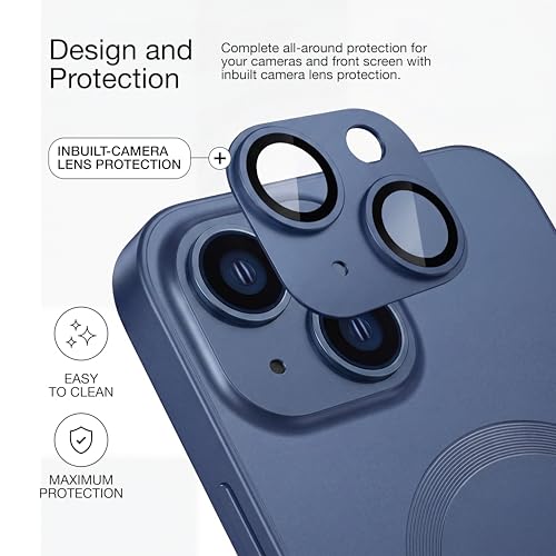 Image of amazon basics Premium Mag-Safe Case for iPhone 15 | Shockproof & Anti-Scratch Cover | Soft Silicone with Wireless Charging | Camera Lens Guard - Blue