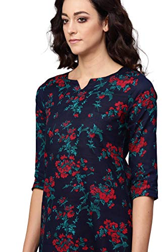 Image of Vaamsi Women's Cotton Blend Floral Printed Straight Kurta