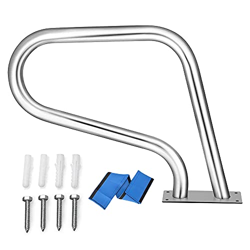 Pool Safety Handrails Swimming Pool Railing Pool Hand Rail Deck Mounted Braced Pool Steps for Inground Pools Stainless Steel Pool Stair Rail, Easy to Instal