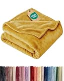 Ultra Soft Fleece Blanket King Size - Flannel Fleece Luxury King Blanket - Lightweight for Couch Bed Chair - Thick, Warm and Breathable - All Season Cozy Fuzzy, Anti-Static Microplush Bedding, Gold