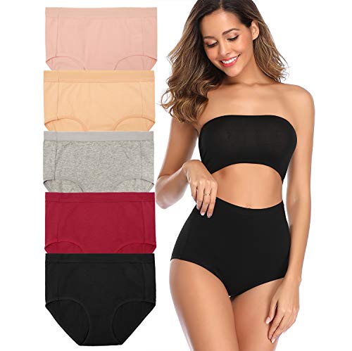 Image of Women's High Waist Cotton Underwear Soft Brief Panties Decorated with Lace Regular and Plus Size