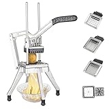 ROVSUN Commercial Vegetable Chopper French Fry Cutter Stainless Steel w/ 4 Sizes Blades, Fruit Potato Slicer, 1/2', 3/8', 1/4' & 8-Wedge Blades and Pusher Blocks for Restaurants, Home & Kitchen