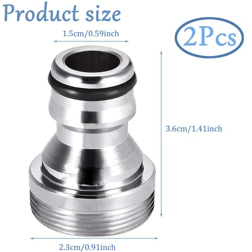 Nickel Pack of 2 Hose Coupling Adapters, Brass Material, M22 Female and M24 Male Thread, for Garden Home Use - Image 2