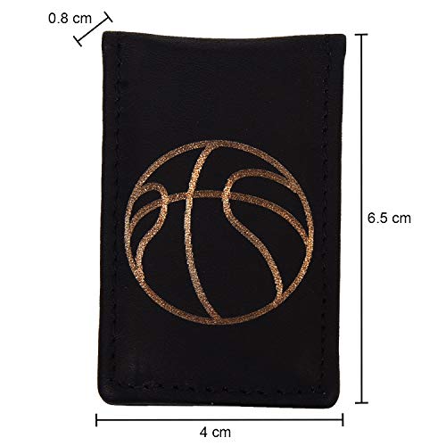 Image of LB LEATHERBOSS Men's New Leather Strong Magnetic Money Clip (Basketball)