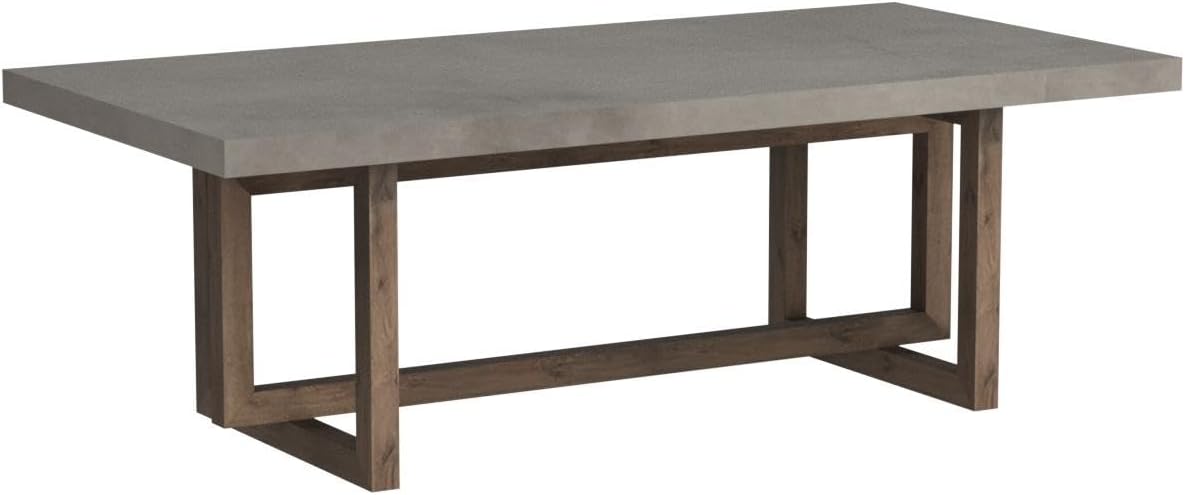 Modern Concrete Grey Dining Table for 6 with Rectangle Wooden Tabletop