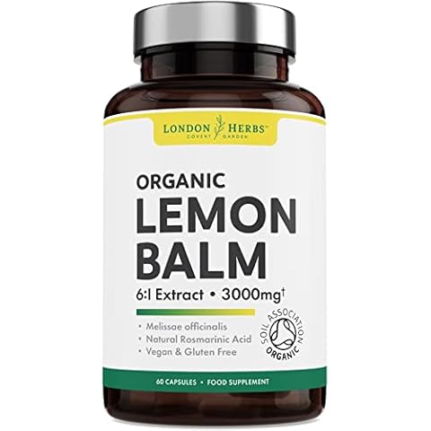 Organic Lemon Balm Extract - Powerful 6:1 Extract Equivalent to 3000mg Fresh Melissa Leaf - Pure Lemon Balm Capsules (not Tablets) - BioPlastic Packaging, Made in The UK Cover