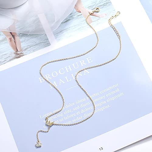 Collier pendentif couronne princesse argent 925 longue chaîne breloques - 6
