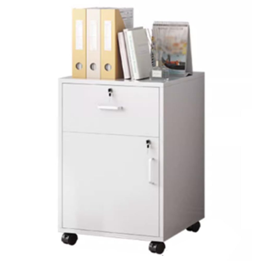 Aioneer White Mobile File Cabinet Mdf Material Printer Stand Home Office Furniture Commercial Quality Rolling Storage For Office Organization Stylish And Functional Solution-37X37x55cm