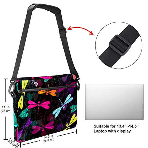 Sac ordinateur portable 13.3 pouces libellule | Housse bandoulière PC 14 pouces multicolore