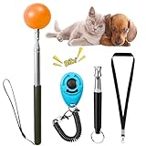 Training Kit - 1 Target Stick, 1 Training Clicker, 1 Whistle - Dog Training Equipment Tools, Cat Toilet Trainer Kit, Agility Training Lure Course For Dogs, Kitten Puppy Behavior Aids Trick (A Type)