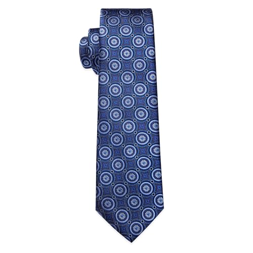 Image of YourTies Silk Paisley Floral Tie and Pocket Square Cufflinks with Lapel Pin Sets for Men 5PC Wedding Party