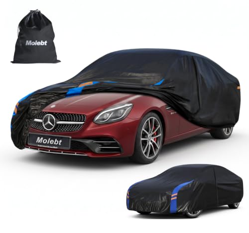 Image of Custom Fit Car Cover for Mercedes Benz SLK SLC Class SLK230 SLK250 SLK280 SLK300 SLK350 SLC300 AMG 43 55, Upgraded Waterproof All Weather Outdoor Auto Cover with Door Zipper & Mirror Pockets