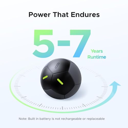 Image of UGREEN FineTrack2 Air Tracker Tags (iOS Only),Soccer-Shaped Key Finder Compatible with Apple Find My,7-Year Battery Life Bluetooth Tracker for Bags and More,Black