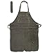 Angus Stoke Fartuch do grillowania z prawdziwej skóry BBQ & Fartuch kuchenny - oryginalny fartuch skórzany Grillowanie Henry (oliwkowo-zielony)