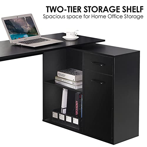 Vanspace L-Shaped Rotating Computer Desk With Storage Shelves 68 Inch Home Office Desk Corner With Drawers And File Cabinet Multipurpose Study Writing Table For Bedroom Small Space Black #TOP7