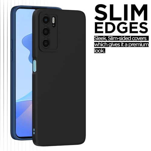 Image of Outlouders Back Cover for Oppo A16 | Camera Protection | Durable Soft Matte Silicone Bumper Case (Black)
