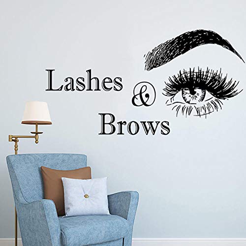 ZJfong Lashes & Brows Logo Wandaufkleber Schönheitssalon Dekoration Vinyl Aufkleber Für Wand Wimpern Bilden Kunst Spa Salon Wandtattoos 80x42 cm N4
