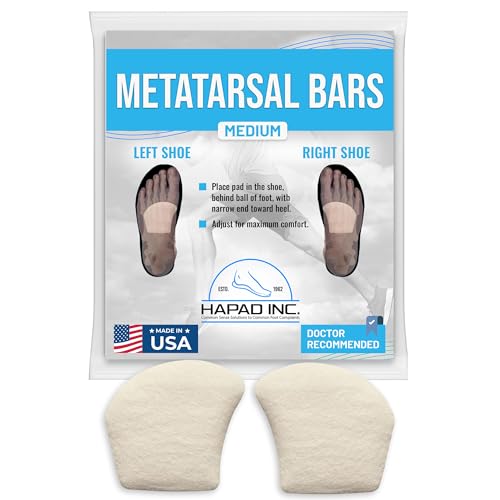 HAPAD Metatarsal Bars - Metatarsal Foot Pads for Women & Men Medium (Pack of 1) - Supportive Breathable Comfortable Ball of Foot Pad for Shoes & Heels - Cushions for Metatarsalgia Medium Arch