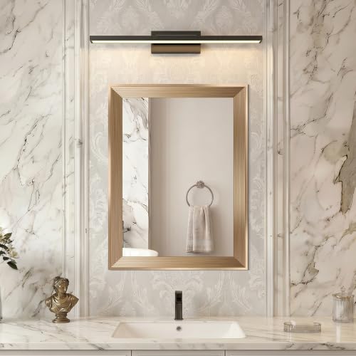 Image of DESBING 18 inchx24 inch Gold Bathroom Mirrors for Over Sink | Tempered Glass, Metal Frame, Rectangle Vanity Wall Mirror for Bathroom, Living Room, Bedroom, Horizontally or Vertically