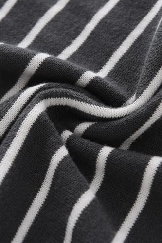 DAIMIDY Mens Short Sleeve Sweater Striped Casual Crewneck Knitwear Tops3