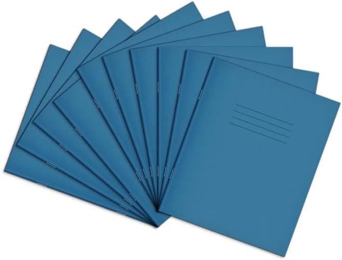 Rhino 8 x 6.5 Exercise Books, 80-Page / 8mm Lined with Margin Paper Notebook, 100-Pack, Writing Book, Office & School Stationery Supplies, Light Blue — image 1