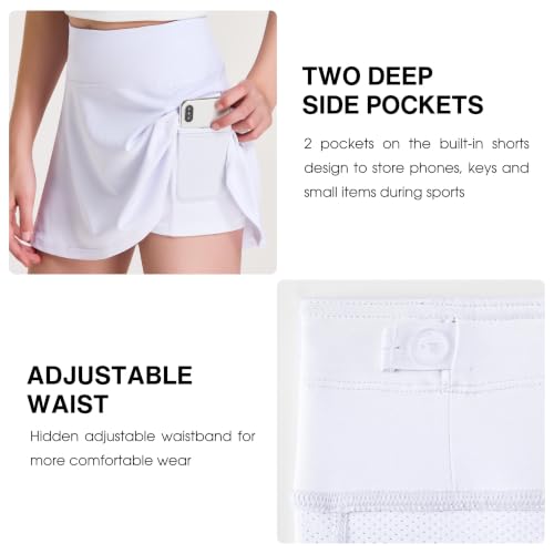 Image of FitsT4 Sports Girl's Golf Skirt Adjustable Waist Active Tennis Skort UPF50+