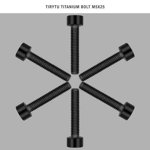 Image of Titanium Bolts M5x25, Black, 6PC | Lightweight Hex Socket Screws, MTB /Road Bike /Motorcycle, Corrosion Resistant, Marine Grade Fasteners
