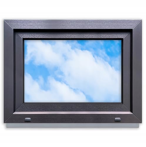 LORAC | Fenêtre en plastique anthracite-blanc 800 x 600 mm, 80 x 60 cm, PCV, DIN droite, inclinable et exposable, double vitrage, économe en énergie –...