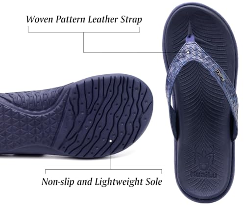 Image of KuaiLu Womens Flip Flops Arch Support Yoga Mat Cushioned Thong Sandals | Ladies Comfortable Walking Slides For Plantar Fasciitis Slip On Indoor Outdoor For Summer