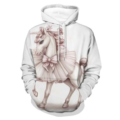 Sweatshirt pullover homme femme motif licornes, sweat à capuche tendance taille S