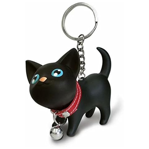 JOYJULY Cat Kitten Keyrings Chain Kawaii Adorable Bag Pendant Toy Lovers Kids Key Chains (Black) Cover