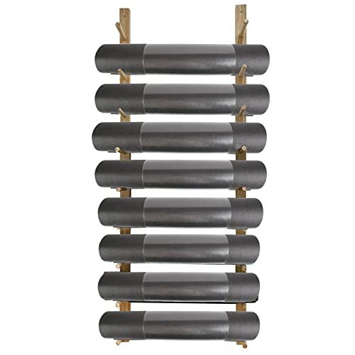 Support mural pour tapis de yoga grande capacité avec présentoir à rouleaux
