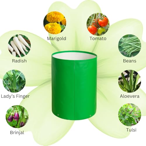 Image of HDPE UV Treated 340 GSM Plant Growing Bags for Terrace Gardening Easy to Use 12 x 15 Inch - Pack of 10