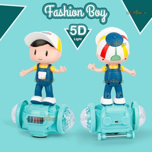 Image of Zest 4 Toyz Musical Toy Battery Operated 360 Degree Rotating Musical Dancing Boy 5D Light & Sound Toy with Bump & Go Action for Kids, Blue